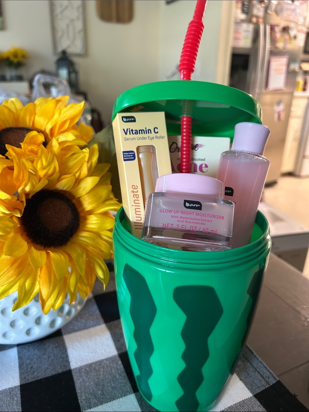 Watermelon 🍉 cup with Glow Up Night Moisturizer - Pink Toner bundle